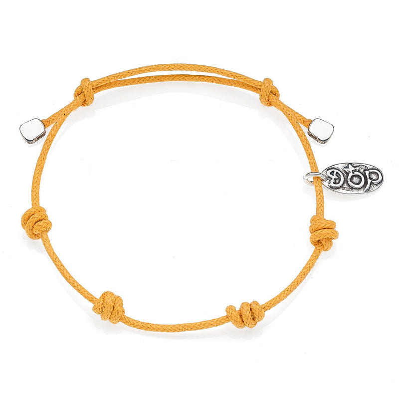 Base Bracciale in Cotone cerato Giallo Senape e Argento 925 Default Title