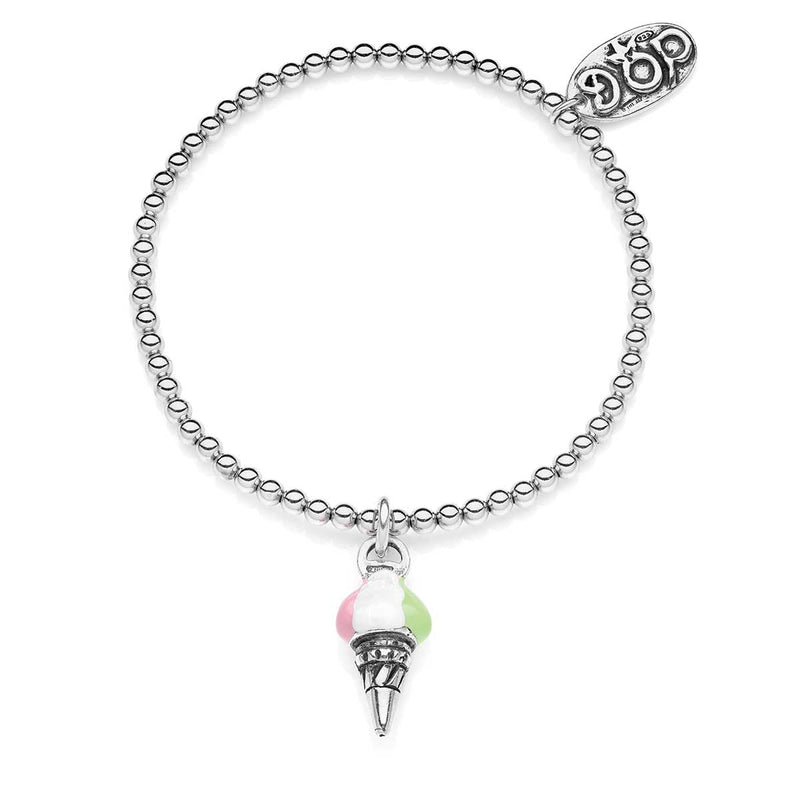 Bracciale Boule elastico con Charm Cono Gelato in Argento 925 e Smalti Default Title