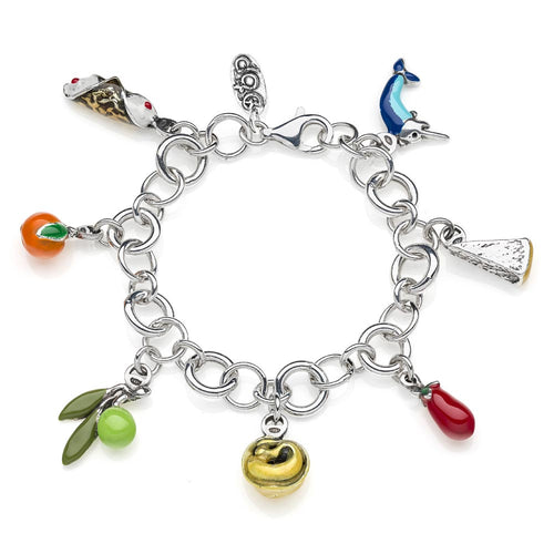 Bracciale con Charms Dieta Mediterranea in Argento 925 e Smalti Default Title