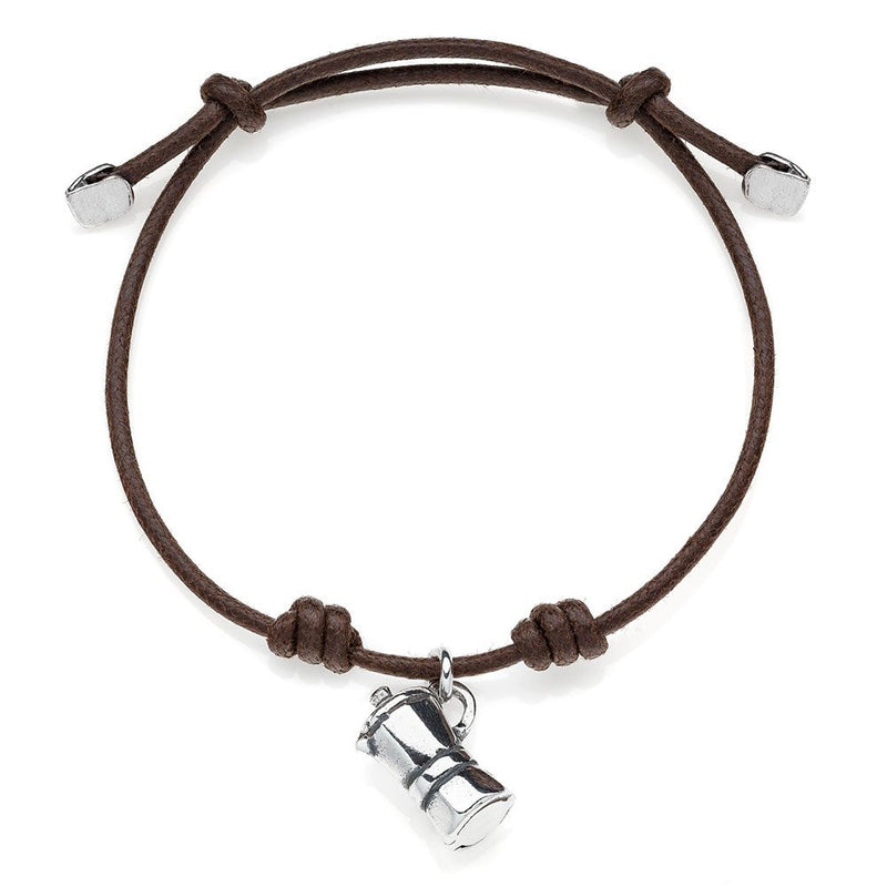 Bracciale in Cotone cerato con Charm Moka in Argento 925 Default Title