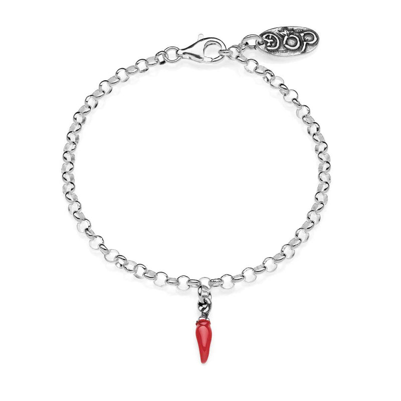 Bracciale Rolò Mini con Charm Peperoncino Mini Portafortuna in Argento 925 e Smalto Rosso Default Title