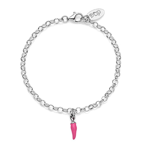 Bracciale Rolò Mini con Charm Peperoncino Mini Portafortuna in Argento 925 e Smalto Fucsia Default Title