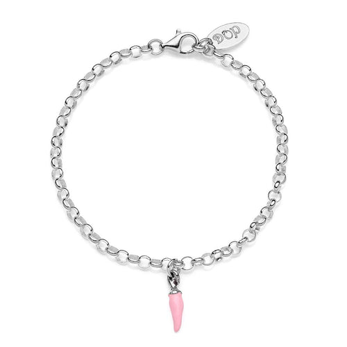 Bracciale Rolò Mini con Charm Peperoncino Mini Portafortuna in Argento 925 e Smalto Rosa Default Title