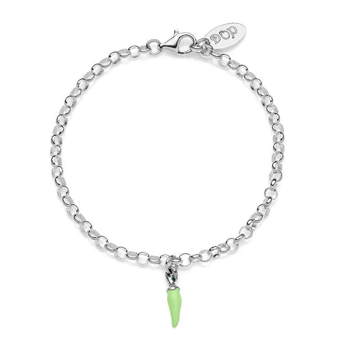 Bracciale Rolò Mini con Charm Peperoncino Mini Portafortuna in Argento 925 e Smalto Verde Default Title