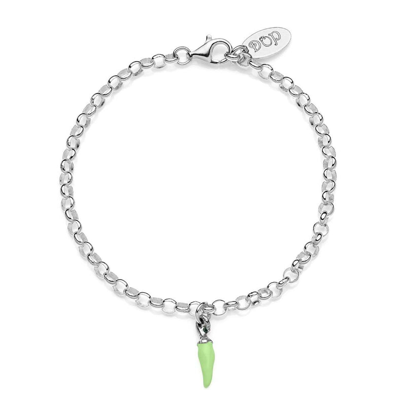 Bracciale Rolò Mini con Charm Peperoncino Mini Portafortuna in Argento 925 e Smalto Verde Default Title