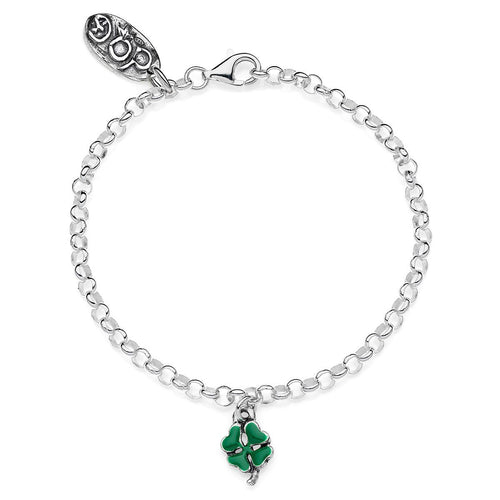 Bracciale Rolò Mini con Charm Quadrifoglio Mini Portafortuna in Argento 925 e Smalti Default Title