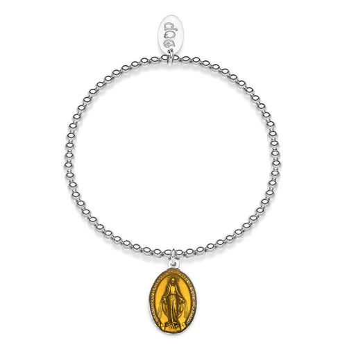 Bracciale Boule elastico con Charm Madonnina Miracolosa in Argento 925 e Smalto Giallo Default Title