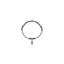 Bracciale Mini in Cotone cerato Nero con Charm Peperoncino Mini Portafortuna in Argento 925 e Smalto Rosso
