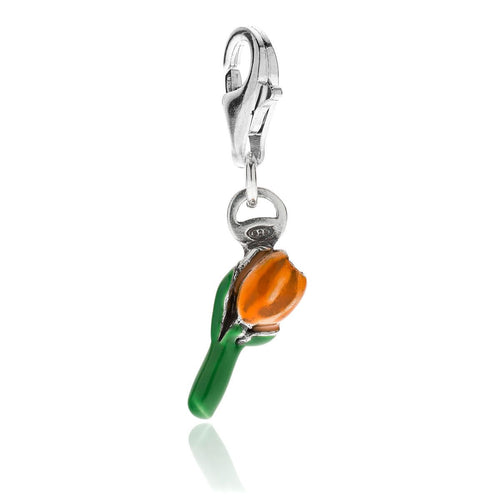 Charm Tulipano in Argento 925 e Smalto Arancione Default Title