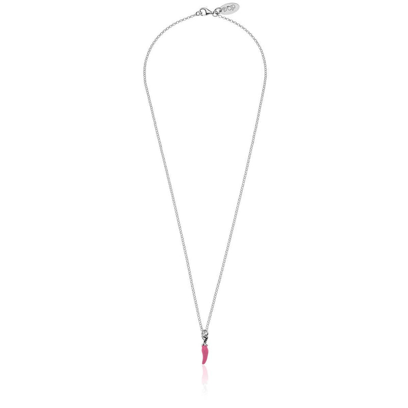 Collana Rolò Micro 45 cm con Charm Peperoncino Mini Portafortuna in Argento 925 e Smalto Fucsia Default Title