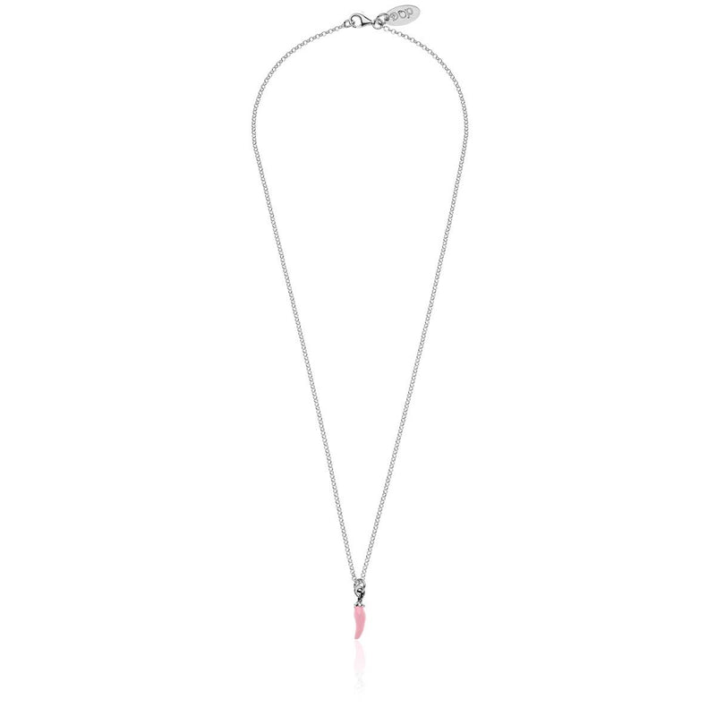 Collana Rolò Micro 45 cm con Charm Peperoncino Mini Portafortuna in Argento 925 e Smalto Rosa Default Title