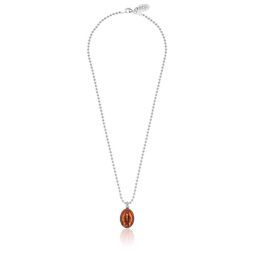 Collana Boule 45 cm con Charm Madonnina Miracolosa in Argento 925 e Smalto Arancione Default Title