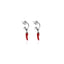 Orecchini Cerchio Piccolo con Charm Peperoncino Mini Portafortuna in Argento 925 e Smalto Rosso